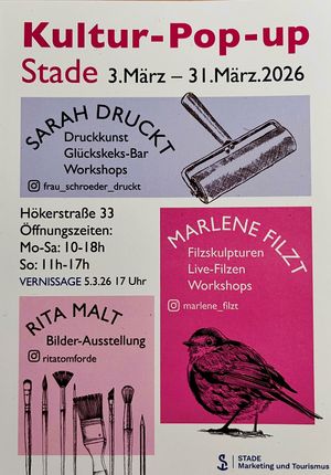 Flyer für den Kultur-Pop-up-Store in Stade März 2026